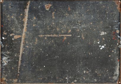 Enamelled plate MACHINE DOLLE, with chips,...