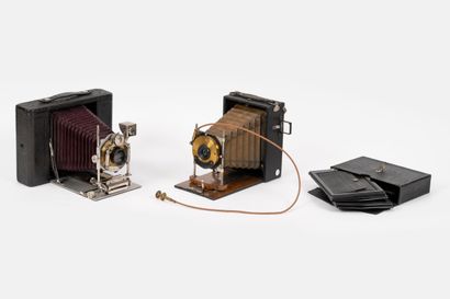 Set of TWO cameras (burgundy bellows) and...