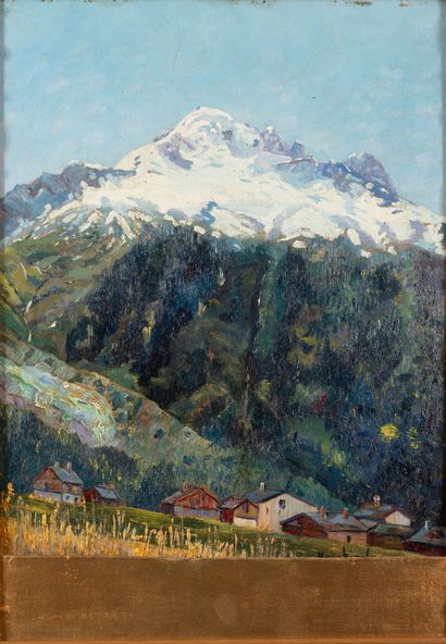 René NICOLAS (20th century)
Mountain landscape.
Oil...