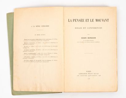 BERGSON, Henri
La Pensée et le mouvant. 
Paris,...