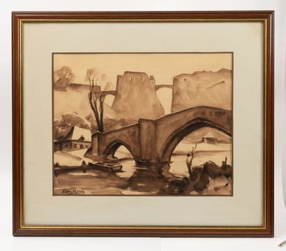 Albert RATY (1889-1970)
Cordemoy Bridge.
Ink...