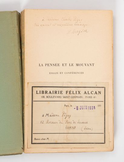 BERGSON, Henri
La Pensée et le mouvant. 
Paris,...