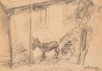 Isaac DOBRINSKY (1891-1973)
Saddled donkey.
Charcoal...