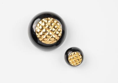 attributed to CHANEL, Paris
Two black resin...