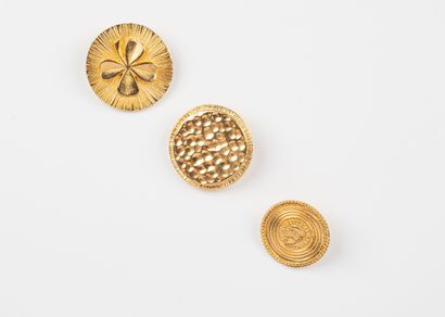 CHANEL, Paris
Set of three gilt metal buttons...