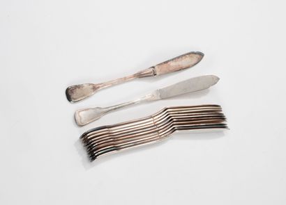 Partie de ménagère en métal argenté, modèle...