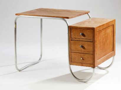 Bureau moderniste à plateau et caisson en...