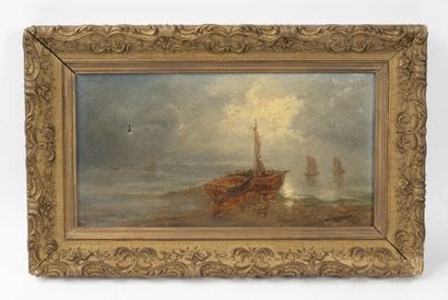 École du XIXème siècle
Barques sur la plage.
Huile...
