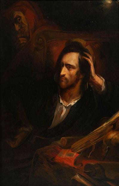 D'après Ary SCHEFFER
Faust dans son cabinet.
Huile...