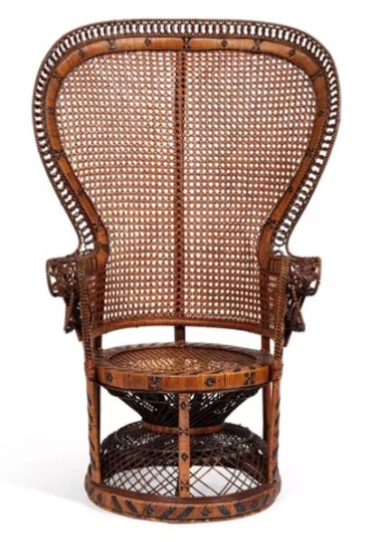Fauteuil en rotin à dossier enveloppant,...