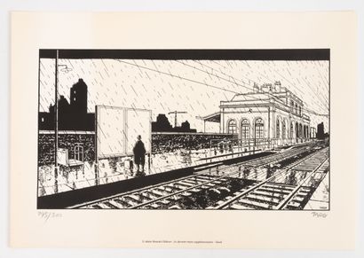 Jacques TARDI (1946) Le ski, trop tard. Serigraph...