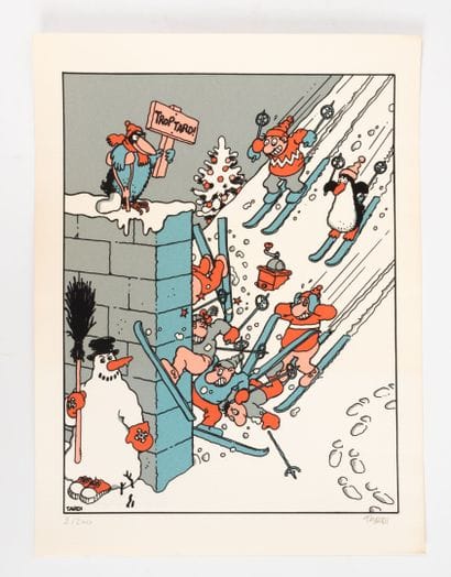 Jacques TARDI (1946) Le ski, trop tard. Serigraph...