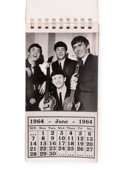 THE BEATLES 1964 pocket calendar with autograph...