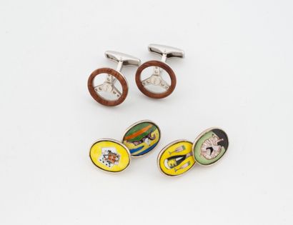 DUNHILL A pair of silver (800) cufflinks...