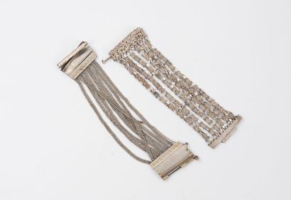 Two silver bracelets (min. 800) with fancy...