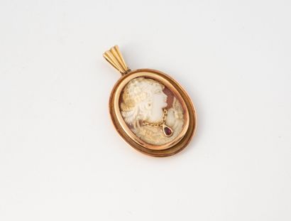 Pendentif médaillon ovale en or jaune (750)...