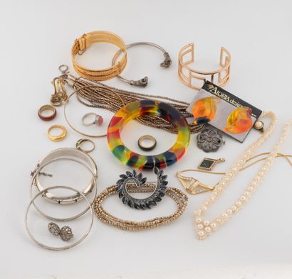 Lot of costume jewelry including: - Two sterling...