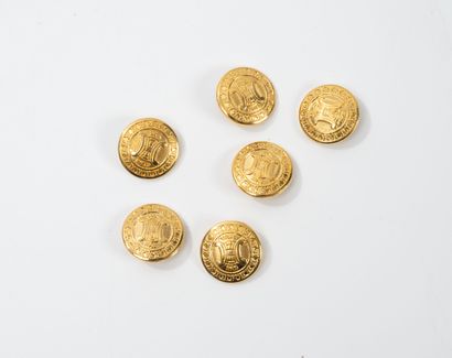 CELINE 6 gilded metal buttons, signed, w...