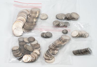 Lot of silver coins including 50 francs,...