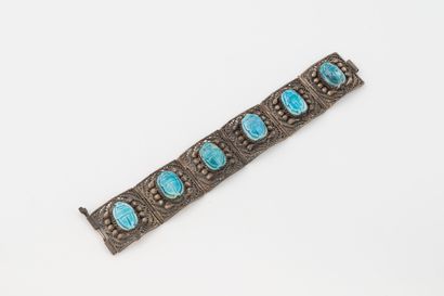 Bracelet articulé en argent (800) filigrané,...
