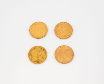 FRANCE 
Quatre pièces de 20 francs or :
-...