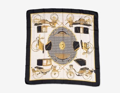 HERMES, Paris
Printed silk twill square,...