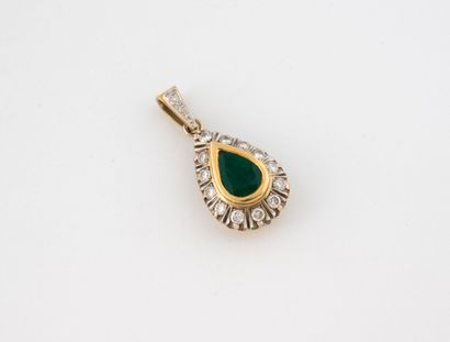 Yellow and white gold (750) pear-shaped pendant,...