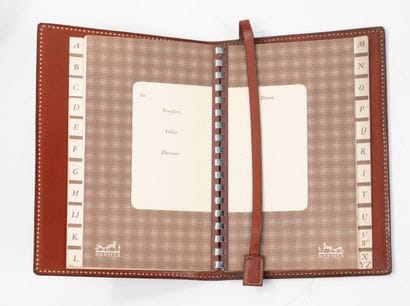 HERMES 
Brown epi leather directory case....