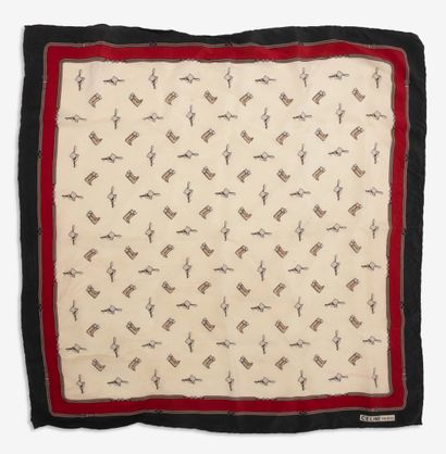 CELINE
Small printed silk square decorated...