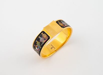 HERMES 
Gilt metal and enamel opening bangle...