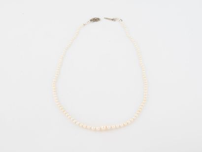 Necklace of tumbling white cultured pearls,...