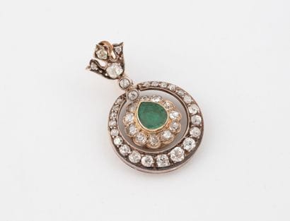 Yellow gold (585) and silver (min.800) openwork...