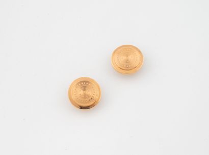Pair of pink gold (750) circular collar buttons...