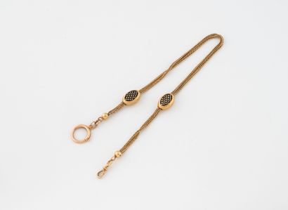 Yellow gold (750) neck watch chain with herringbone...