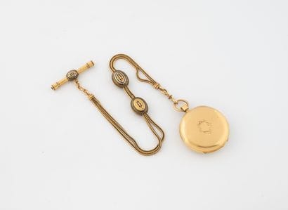 Yellow gold (750) gousset watch and herringbone...