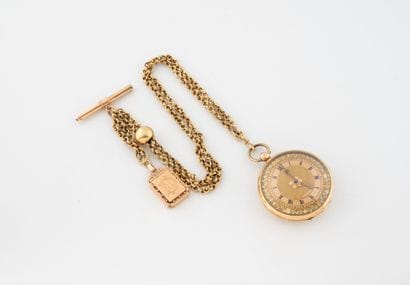 Yellow and pink gold (750) pocket watch and...