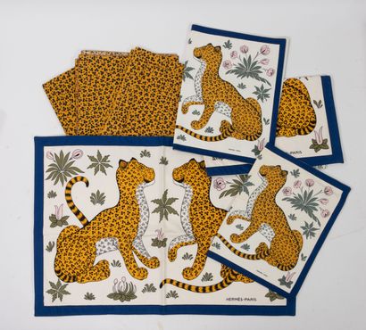 HERMES Paris
Cotton table set, Léopards pattern,...