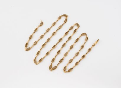 Sautoir in yellow gold (750) with filigree...