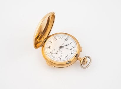 Yellow gold (750) gousset chronograph watch...