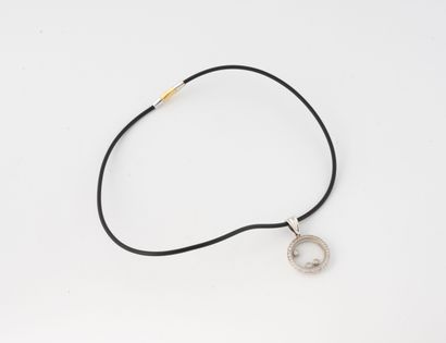Choker necklace, black rubber cord holding...