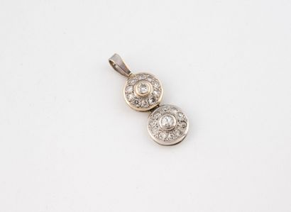 White gold (585) pendant formed of two discs...