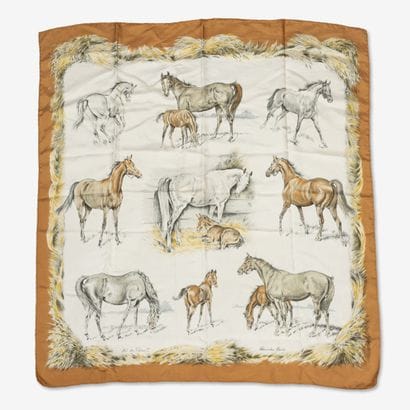 HERMES PARIS 
Square in printed silk twill,...
