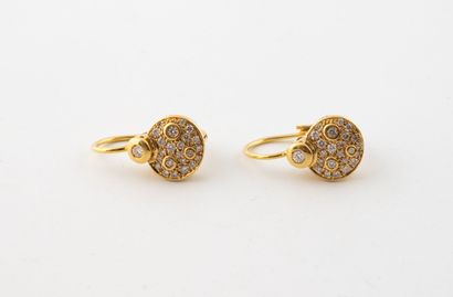 Pair of yellow gold (750) dormeuses adorned...