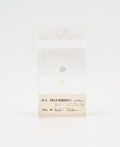 Diamond under plexiglass seal, 1.04 ct. 
EGL...