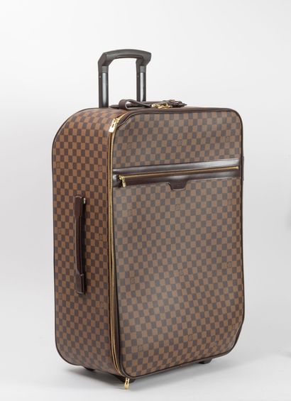 Louis VUITTON
Checkered canvas and brown...