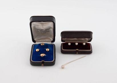 Lot including:
-4 yellow gold (750) breastplate...