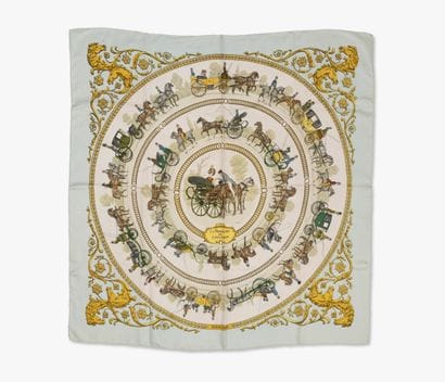 HERMES, Paris
Printed silk twill square,...