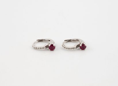 Pair of white gold (750) dormeuses adorned...