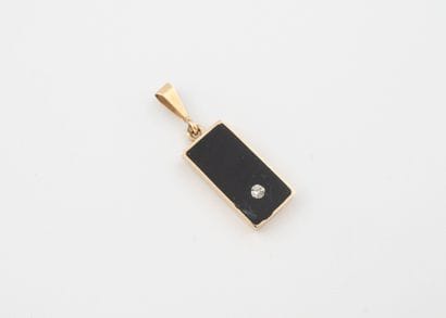 Rectangular pendant in black-enameled yellow...