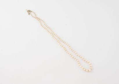Necklace of white cultured pearls.
Yellow...